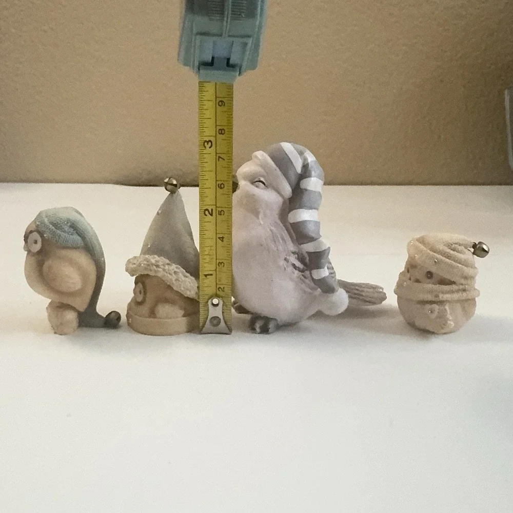 Bird Figurine Ceramic Lot of 4 Outdoor Indoor Home & Garden Decor 1 Bird, 3 Owls